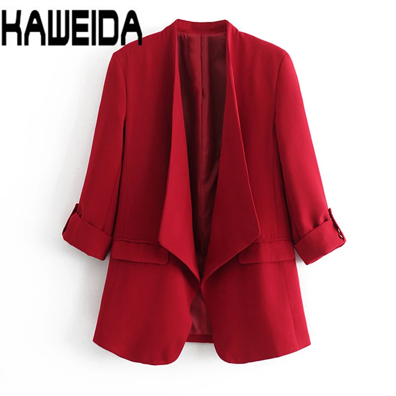 Spring Women Blazer Long Sleeve Open Front Lightweight Casual Office Lapel Turn Down Collar Slim Jacket Outwear Female Dropship Spring Women Blazer Long Sleeve Open Front Lightweight Casual Office Lapel Turn Down Collar Slim Jacket Outwear Female Dropship