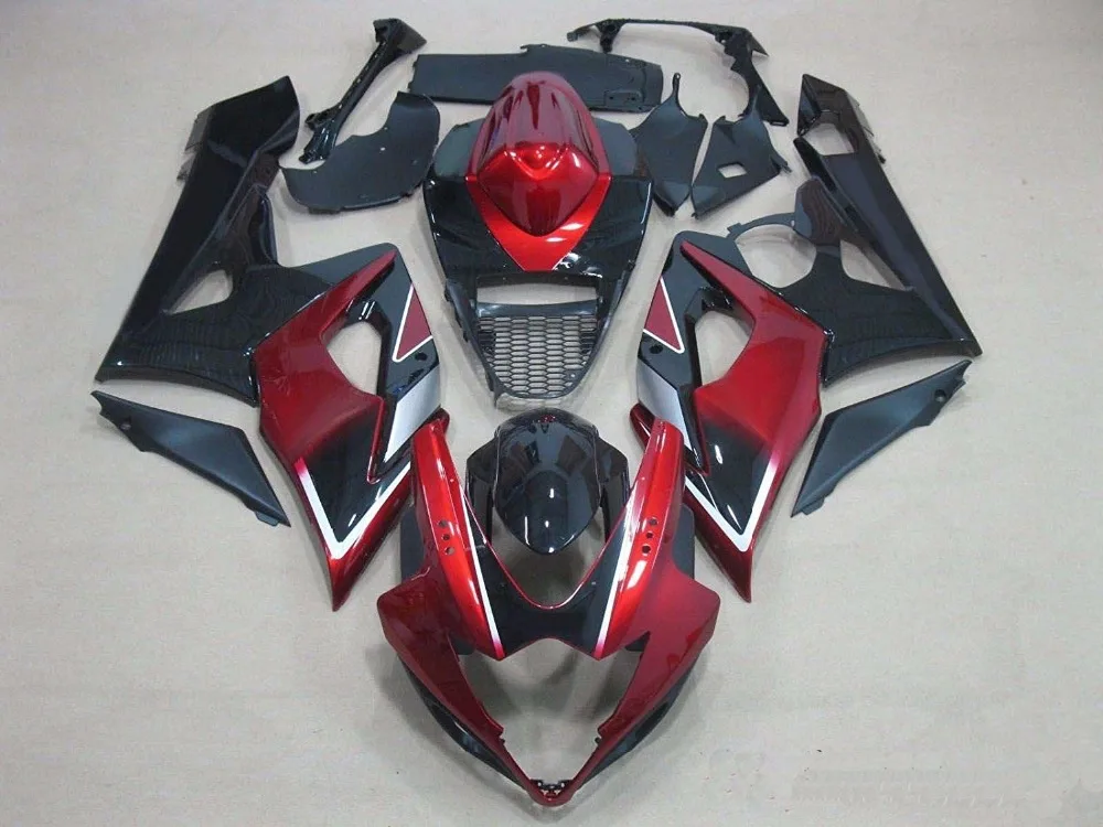 

Candy Red w/ Black Complete Motorcycle Injection Fairing Kit Bodywork for 2005-2006 Suzuki GSXR 1000 ABS Plastic Molding Set
