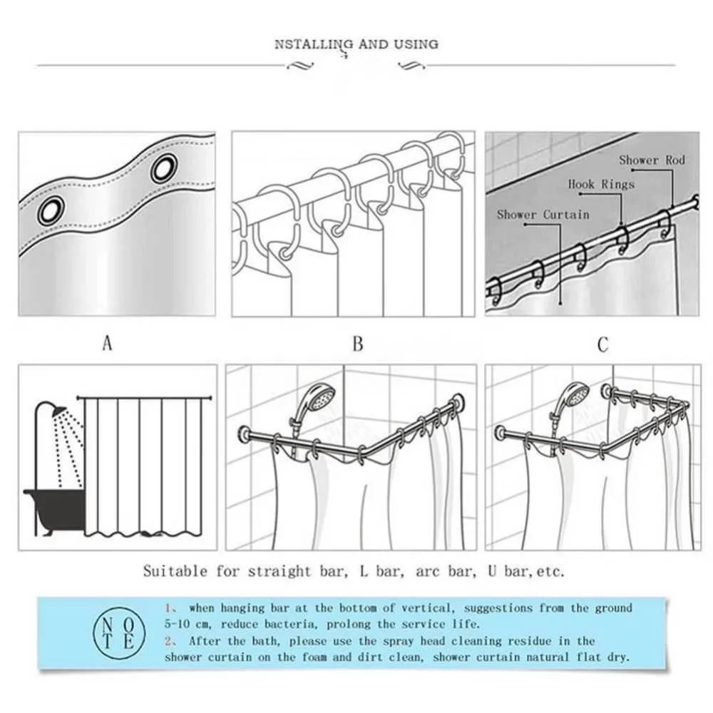 Installing and using of shower curtain