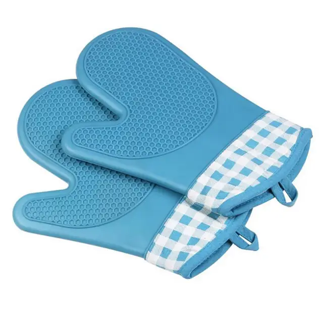 Short Silicone Oven Gloves Anti Scalding Anti Heating Cotton Kitchen