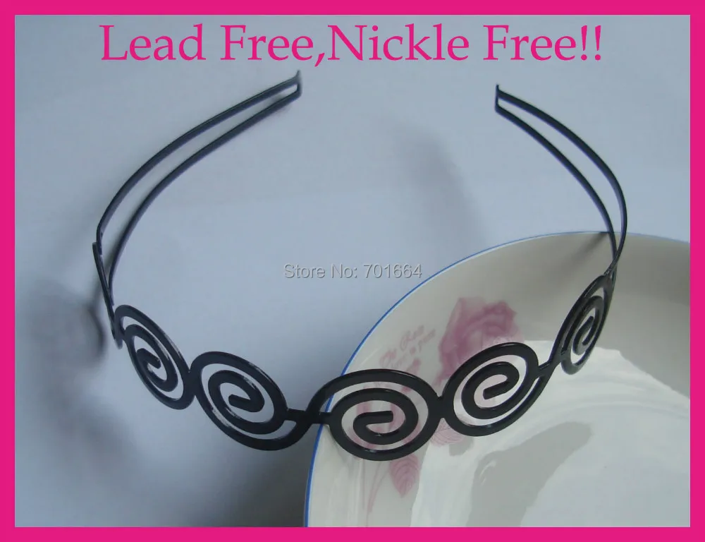 5PCS Spiral pattern Black Plain Metal Hair Headbands at nickle free and