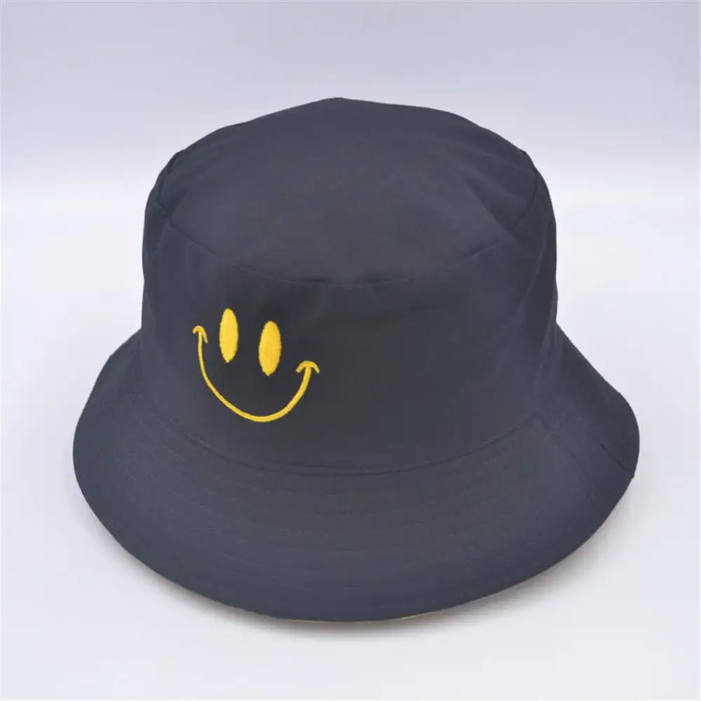 Femtindo Double Side Smile Print Black White Bucket Boonie Fisherman Safari Hat Gorro Pescador Bob Caps