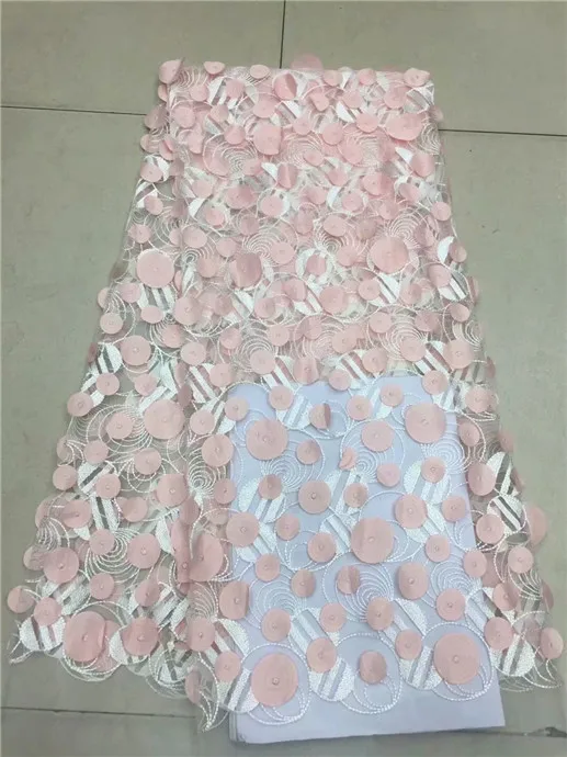 

2018 Latest French Nigerian Laces Fabrics High Quality 3d circle Tulle African Laces Fabrics Wedding African French Tulle Lace