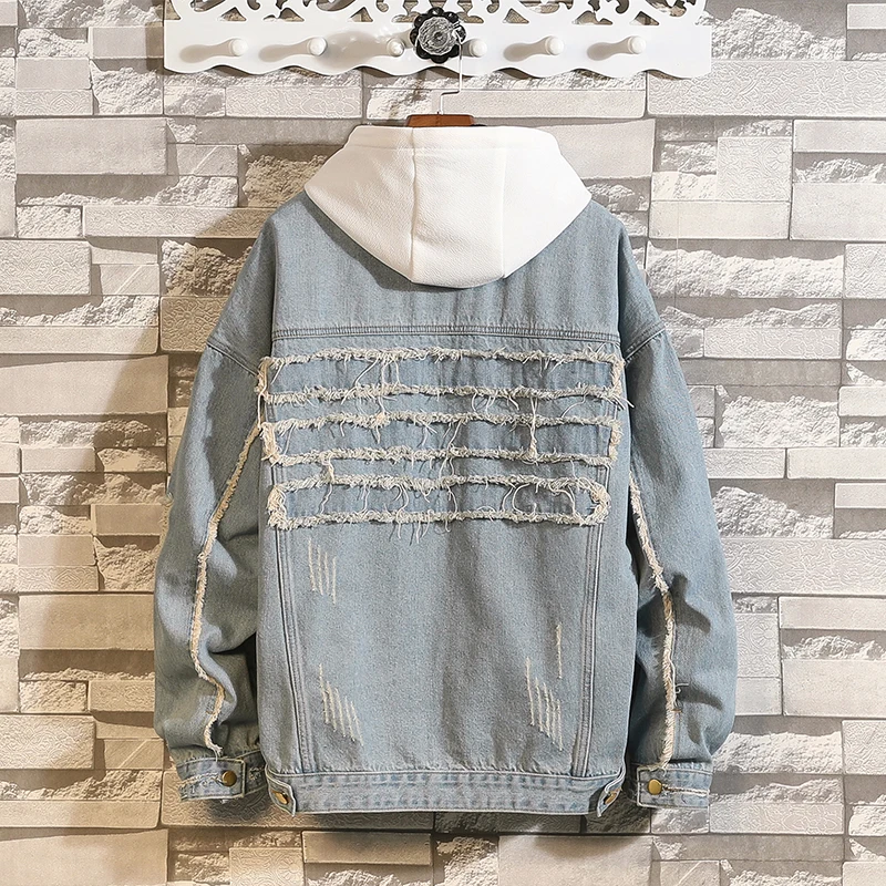 2019 Denim Jacket Men Hole Retro Motorcyle Basic Coat Fashion Streetwear Hip Hop Jacket Cowboy Men's Jean Jacket Chaqueta Hombre 2019 Denim Jacket Men Hole Retro Motorcyle Basic Coat Fashion Streetwear Hip Hop Jacket Cowboy Men's Jean Jacket Chaqueta Hombre