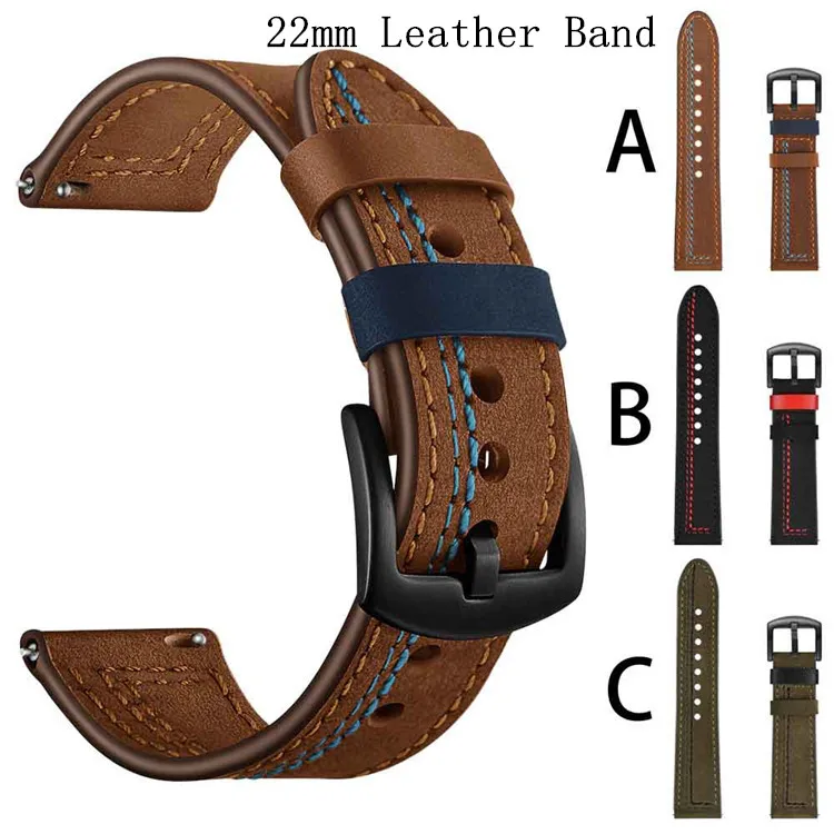 

22mm Genuine Leather Watchband for Samsung Gear S3/ Gear 2 Neo/Live Amazfit Pace/Stratos 2 Quick Release Band Watch Strap
