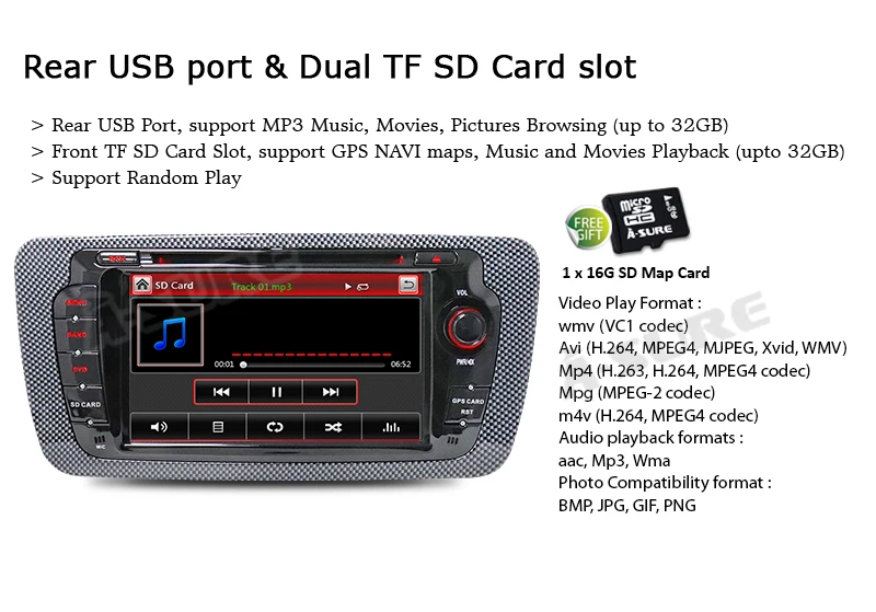 Clearance A-sure 2 Din Car Auto Radio GPS DVD Player Navigation For Seat Ibiza 2009 2010 2011 2012 2013 with GPS 3G Bluetooth Multimedia 14