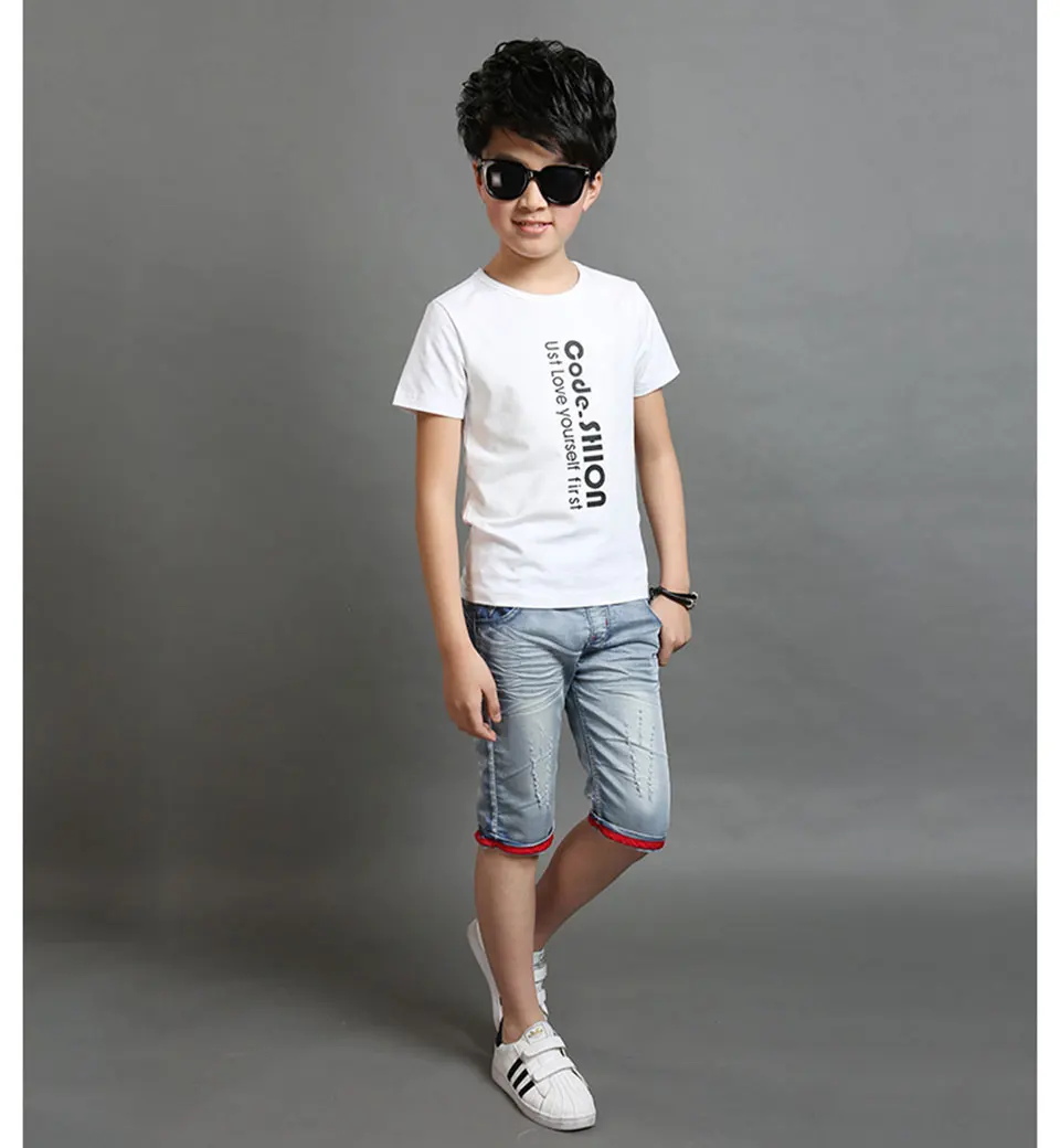 Детские джинсы для мальчиков, короткая одежда для маленьких мальчиков, летние джинсовые шорты для детей 4-14 лет, повседневные шорты для мальчиков 110-160 см