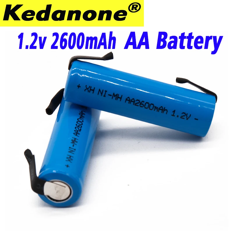 

1.2V AA rechargeable battery 2600mah 2A ni-mh nimh cell pack blue shell with tabs pins for Philips electric shaver toothbrus