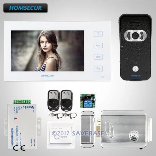 

HOMSECUR 1V1 7" Hands-free Video Door Entry Phone Call System+Electric Lock for Apartment