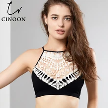 CINOON топ с лямкой через шею, сексуальный хлопковый топ без рукавов, новинка, бюстье, женское нижнее белье с цветочным рисунком