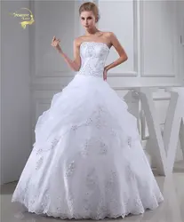 Жанна любовь линии без бретелек Свадебные платья 2019 аппликация с бисер белый Robe De Mariage плюс размеры JLOV75957