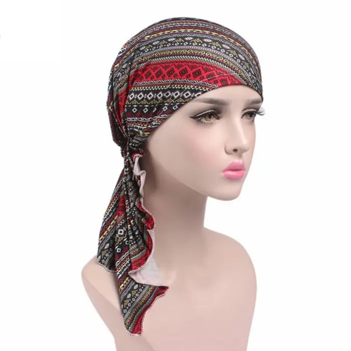 Женская химиотерапия шляпа предварительно завязанные тюрбан головы шарфы головные уборы бини покрывала лето