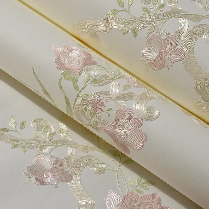 beibehang 3D three-dimensional engraving non-woven wallpaper mural warm Korean-style garden bedroom living room children's room