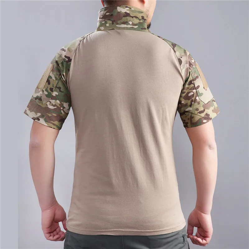 Охотничья Базовая Мужская армейская зеленая летняя тактическая футболка Военная армейская походная охотничья рыболовная боевая рубашка Топ