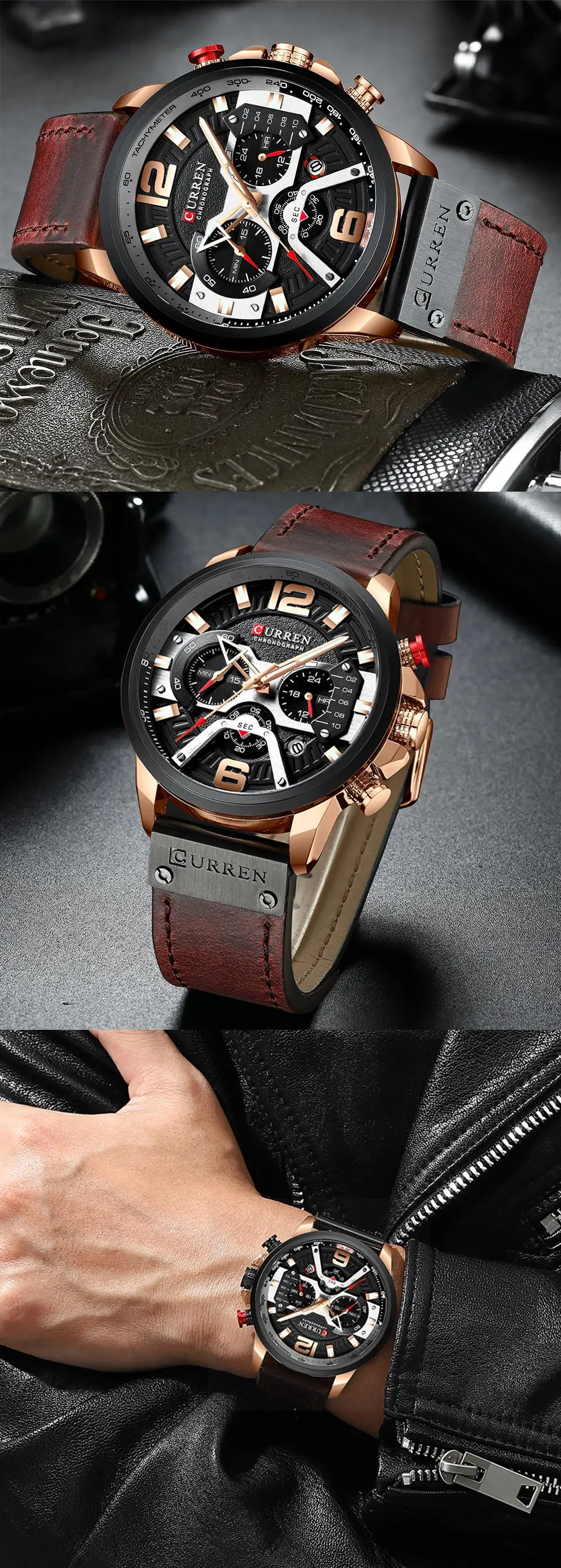 CURREN Sports Wrist Watch Men Luxury Waterproof Relogio Masculino Fashion Brand Military Men's Wristwatch Quartz Black White