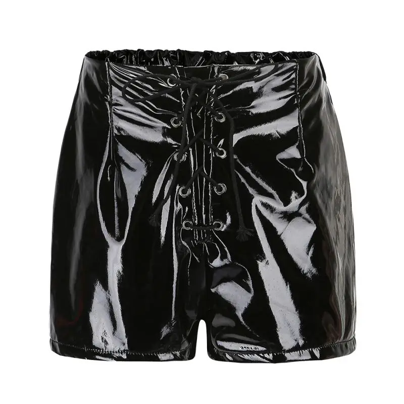 PU Leather Slim Bag Hip Sexy Short Pants New Casual Women Leather Pants Bright Leather Straps High Waist Shorts 2019 PU Leather Slim Bag Hip Sexy Short Pants New Casual Women Leather Pants Bright Leather Straps High Waist Shorts 2019