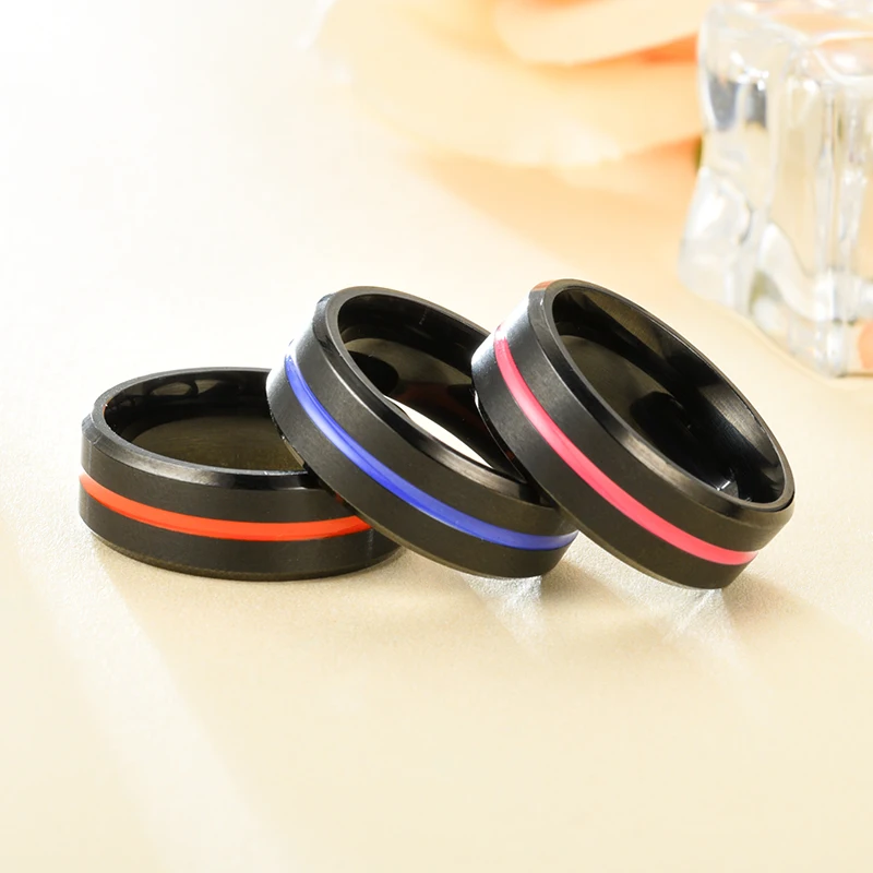 

Ring Men Titanium Black Groove Rings Black Stainless Steel Midi Rings For Men Charm Male Jewelry Dropshipping