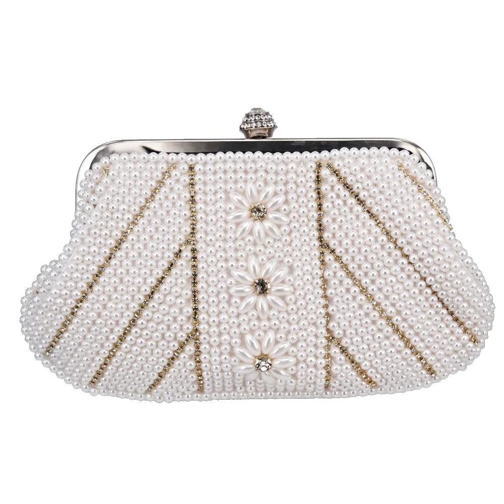 www.waterandnature.org : Buy Factory White Women&#39;s Pearl Beaded Evening Bags Handmade Wedding Purse ...