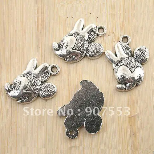 

16pcs antiqued silver head of Mickey and Minnie Mouse pendant charm