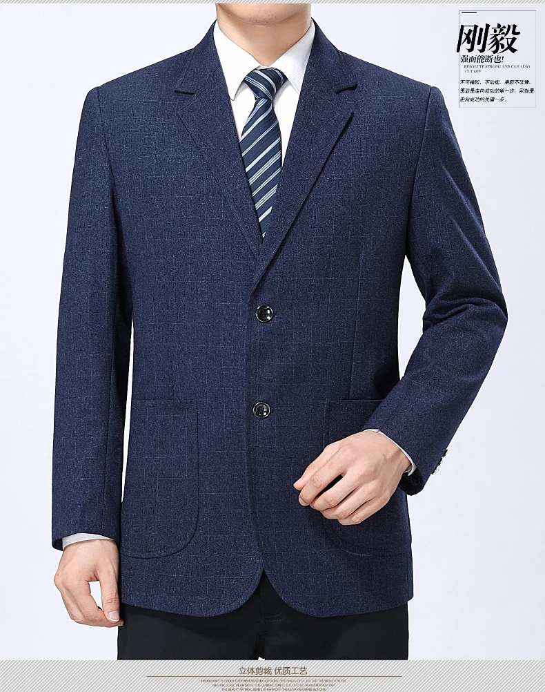 WAEOLSA Men Gris Plaid Blazers Spring Autumn Suit Coat Male Business Blazer  Masculino Check Texture Suit Outfits Blazer Hombre (5)
