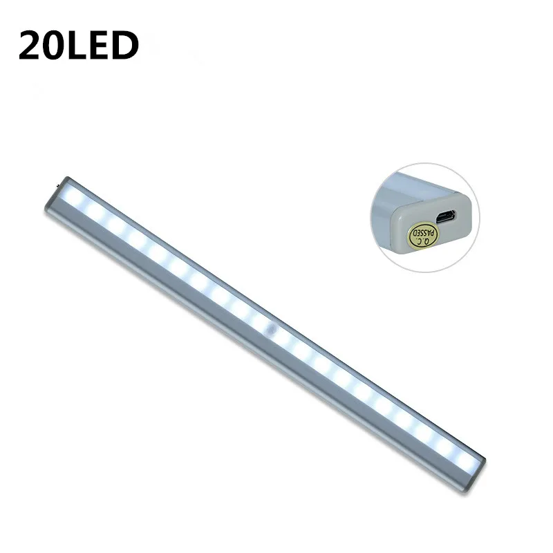 

Wireless 20 LED USB Rechargeable Night Light PIR Motion Sensor Light Under Cabinet Wardrobe Closet Kitchen Sensor Light Lamp