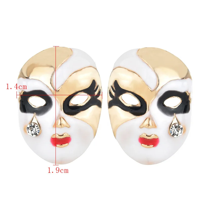 

Double Color Enamel China Mask Stud Earring for Women