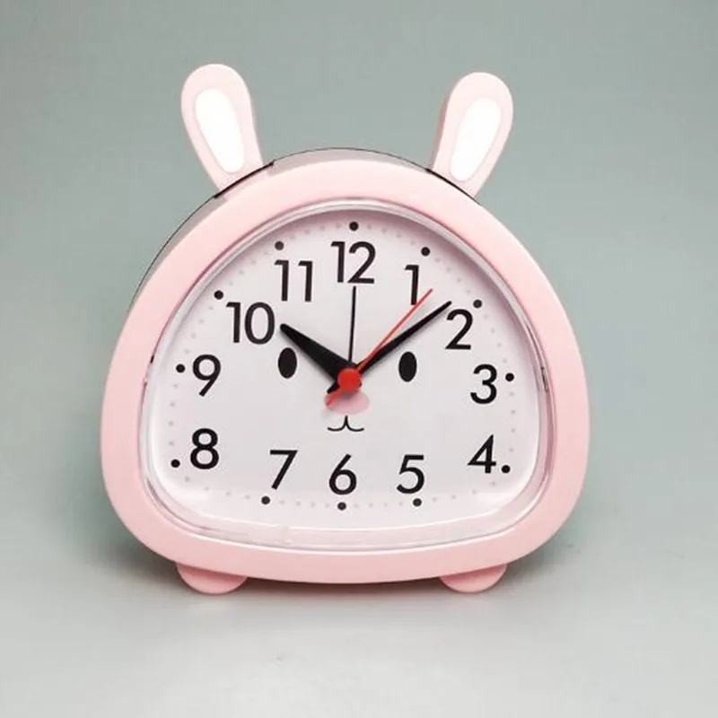 

1 pcs The kids alarm clock cartoon stlye cute rabbit bear clock desktop round face children table alarm clock