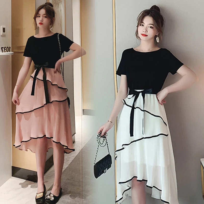 

2019 Maternity Summer Short Sleeve Chiffon Cotton Lactation Dress Pleated Irregular Ruffles Postpartum Women Breastfeeding Dress