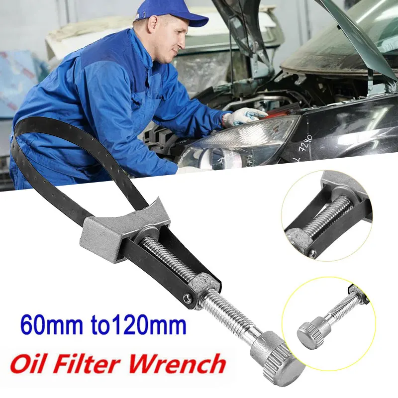 

1pc Car Auto Oil Filter Removal Tool Strap Wrench Diameter Portable Wrench Filter Spanner Adjustable 60mm To 120mm
