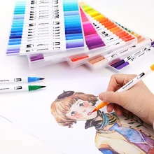 Anime Manga Fineliner Pen akwarela podwójna końcówka Brush długopisy Graffiti szkic rysunek markery do malowania akcesoria papiernicze tanie i dobre opinie ZYZSGJDP CN (pochodzenie) 48 Colors Art marker Zestaw