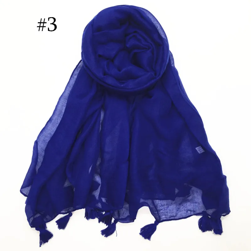 Лидер продаж, простой хиджаб из вискозы с бахромой, Женская однотонная шаль, шарф с большой головкой, исламские женские мягкие шарфы с кисточками, 10 шт./партия