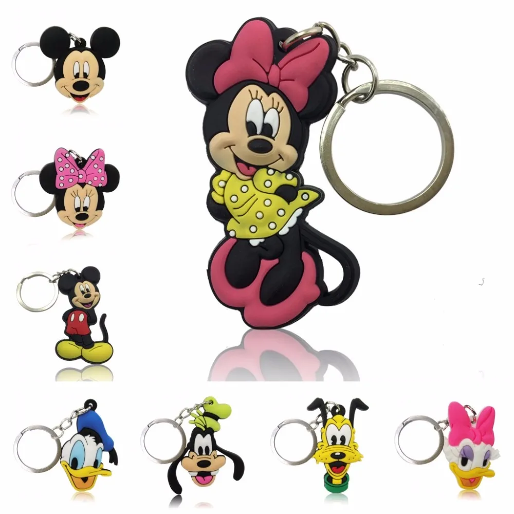 

1PCS Mickey PVC Cartoon Key Chain Mini Anime Figure Minnie Key Ring Kids Toy Pendant Keychain Key Holder Fashion Charms Trinket