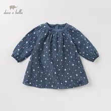 DBA11097 dave bella/осеннее платье принцессы с милыми звездами для маленьких девочек; детское модное праздничное платье; одежда в стиле Лолиты для малышей