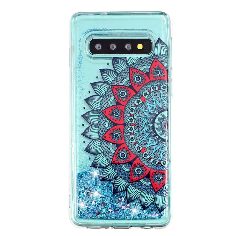 Phone Case For Samsung Galaxy S10 Plus Protective Shell Glitter Shine Quicksand Flowing Liquid Shockproof Back Cover Soft TPU |