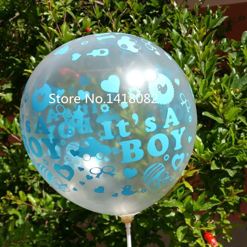 

Transparent printing balloon (50pieces/lot) 12 inch 2.8g round it is boy latex balloon happy birthday decoration