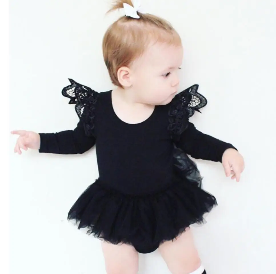 My Little Girl Baby tutu Dress Black Romper Infant Pajamas Jumpsuit One