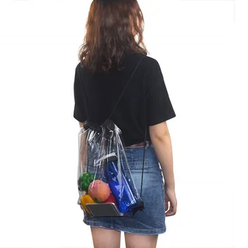 

Leisure Travel Backpack Unisex PVC Transparent Clothes Backpack Fashion Sports Drawstring Schoolbag Girl Phone Bag