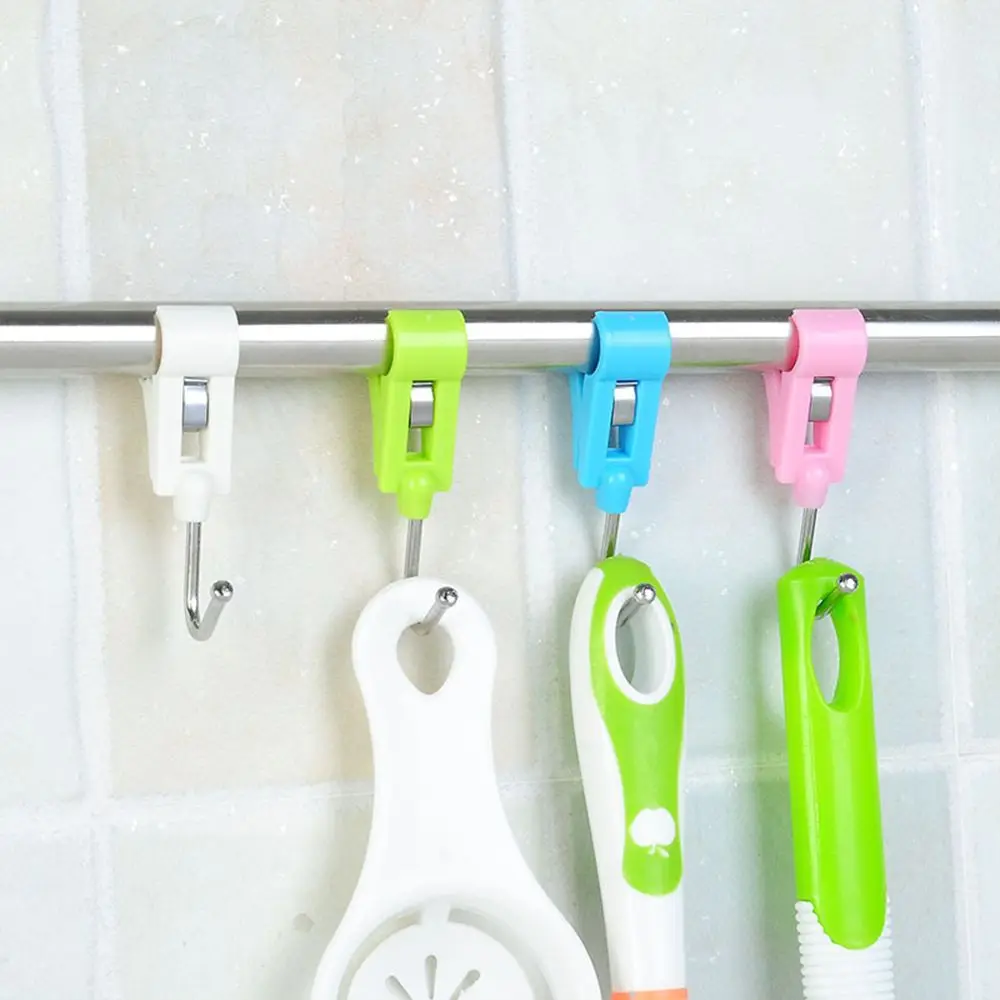 4 шт. 2 в 1 белый/синий/розовый/зеленый ABS пластиковый зажим стальной крюк для хранения белья организации одежды прищепки подвесной зажим