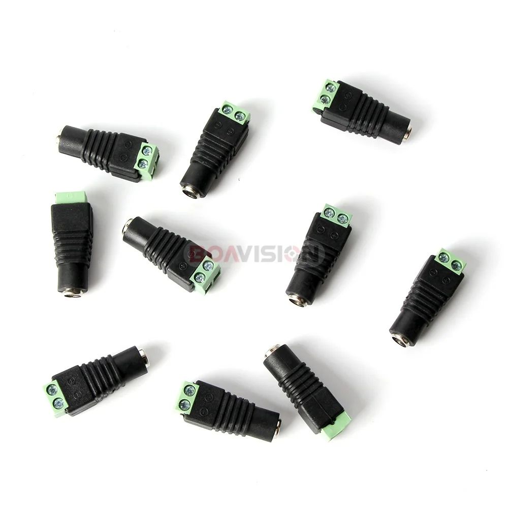 10pcs/lot Female DC Connector 5.5/2.1mm CCTV UTP DC Power Plug Adapter Cable DC/AC 2/Camera Video Balun