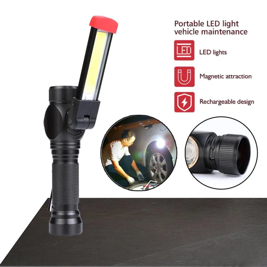 

Portable COB LED Rechargeable Work Light Magnet Flashlight Torch Lamp Light flashlight Hand Torch lamp