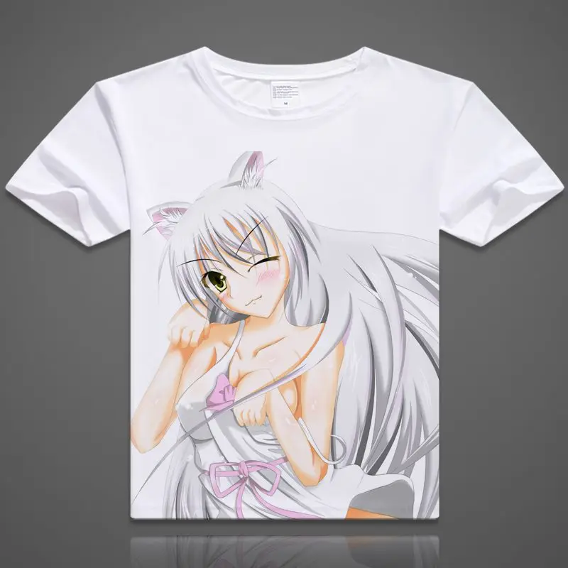 Bakemonogatari Monogatari серия футболки Аниме senjougaхара Hitagi печатные с коротким рукавом