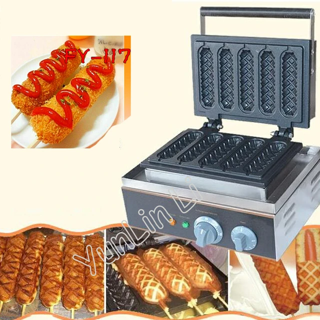 5 Sticks Hot Dog Machine Waffle Stick Maker Electric French Hot