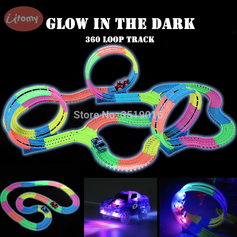 Glow in the Dark DIY Rail Twister Tracks 360 stunt Loop Flexible