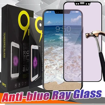 

1000pcs 3D Anti Blue Ray Eyes Carbon Fiber Tempered Glass For iPhone 11 Pro Max XS XR X 8 7 6 6S Plus Screen Curved With Package