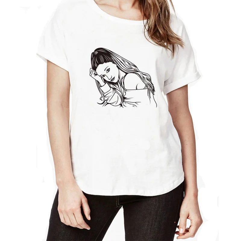 

ariana grande women T-shirt Summer Tee white printed Novelty Short Sleeves t-shirt Casual t shirt tops WT2620