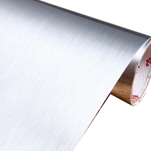 Brushed Silver Decorative Film PVC Vinyl Self adhesive Wallpaper Stainless Steel Contact Paper Kitchen Home Decor Wall Stickers