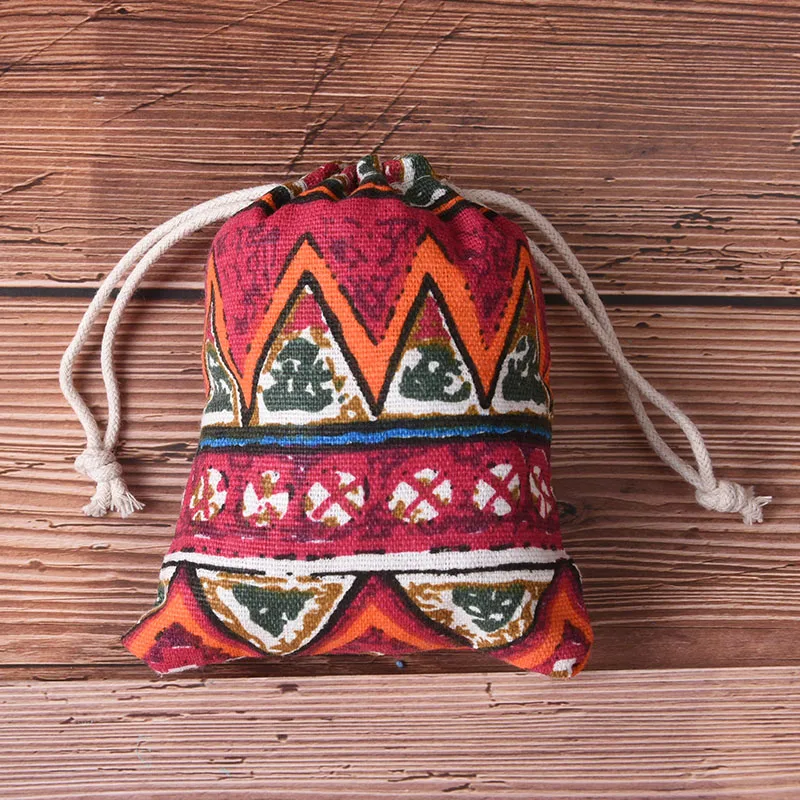 

Ethnic Style Printing Drawstring Bag Unisex Pouch Shopping Bags Practical Beam Port Storage Gift Bag