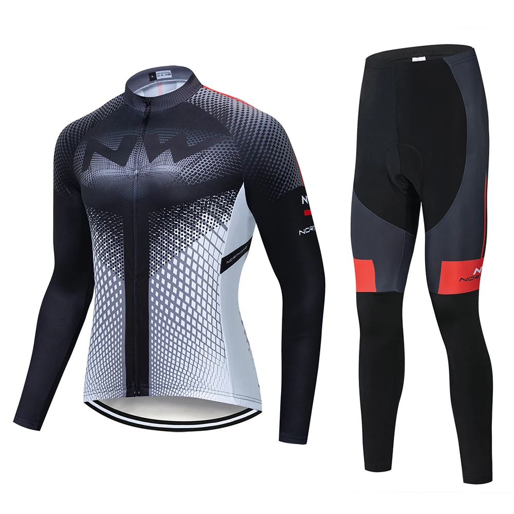 2019 NW برو الخريف طويلة الأكمام الدراجات جيرسي مجموعة مريلة السراويل روبا ciclismo غطاء دراجة MTB الدراجة جيرسي موحدة الرجال الملابس