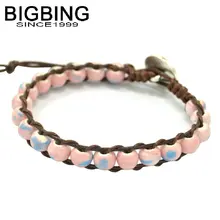 A060 BIGBING ювелирные изделия Модные ручной работы розовый синий микс Подвески в виде керамических бусин браслет wrap браслет Высокое качество модные ювелирные изделия