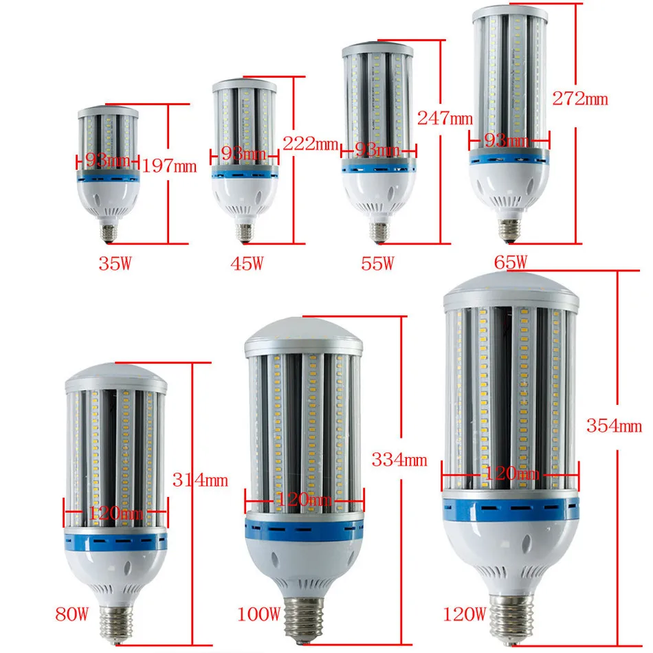 Водонепроницаемый IP65 E40 E27 SMD5730 Светодиодные Лампочки Кукурузы 30 Вт 45 Вт 55 Вт 65 Вт 80 Вт 100 Вт 120 Вт Открытый Прожектор Прожектор Сад Путь Лампы